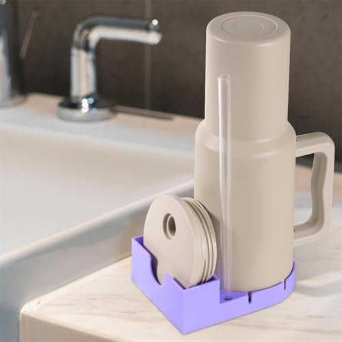 PEUTIER Water Bottle Drying Rack, Silicone Cup Dryer Rack for Lids Straws Countertop Tumbler Drainer Holder for Stanley Cup Accessories 30/40oz, Coffee Mugs Glass