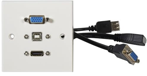 AV:Link | Multimedia Wallplate with VGA, USB Type-B, and 4K HDMI Sockets: Versatile Connectivity Solution for Home, Office, and Education
