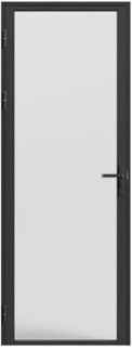 Vente-unique - Bloc porte réversible en aluminium et verre trempé dépoli - H204 x L93 cm - Noir - LOXTON