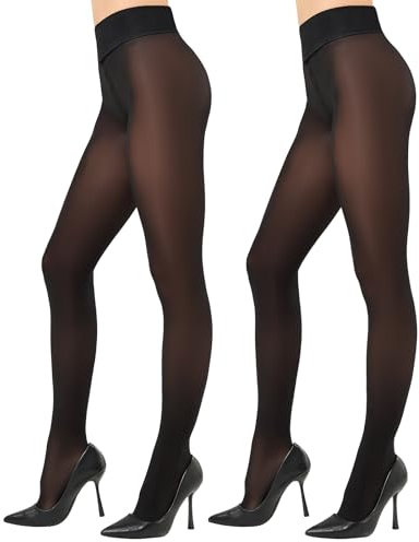 Aaronano Rip Resistant Tights Indestructible Tights for Women High-waisted Pantyhose Wide Belt 2 Pairs (Black, M)