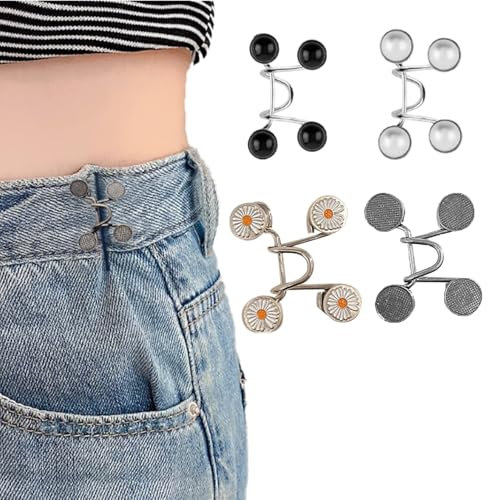BinXiaoQin 4 Stück Hosenbund enger machen Clip,Hosen enger machen Clip Knöpfe Tightener,Hosenknopf zum enger machen Jeans Taille,Hosen Verkleinern Clip Hosen Waist Knots Clips Cinch