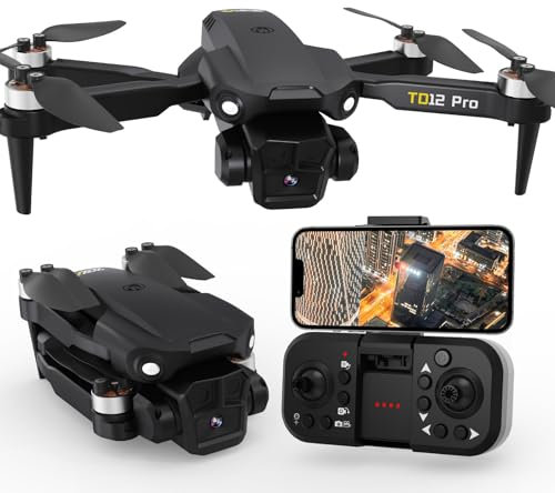 Toladrone Faltbare Mini Drohne mit 4K-Kamera, TD12PRO Bürstenloser Motor Drohnen für Anfänger, Windwiderstand der Stufe 3, APP-Steuerung, Geschwindigkeitsanpassung, RC-Quadcopter mit Tragetasche