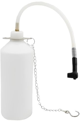 SuQurtom 1L Brake & Clutch Fluid Bleeding Bottle with Hanging Hook, Leak-Proof Brake Bleeder Bottle with 70cm Tube and Rubber Connector Adaptor, Fits Most Bleeder Screws to Collect Brake Fluid