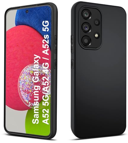 Elekpia Ultradünne Hülle für Samsung Galaxy A52 5G / A52 4G / A52s 5G, Matt Schwarz weiche Silikon Handyhülle mit hautschmeichelnder Griffigkeit | Stoßfeste Anti-Fingerprint Schutzhülle Case