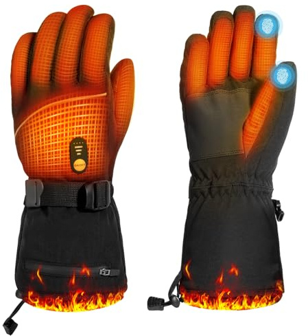 Minthouz Beheizbare Handschuhe für Damen Herren, 7.4V 3000 mAh Beheizbare Handschuhe mit Akku mit 6 Lagiger Schale, 3 Heizstufen, Touchscreen für Pendeln, Autofahren und Outdoor Sport（XL）