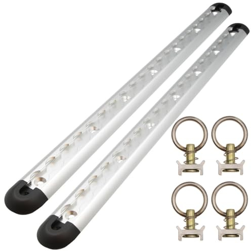 Sefis - Barra de anclaje de aluminio para vehículos aéreos, 2 x 50 cm, riel de amarre estable de aluminio para asegurar la carga, riel para furgonetas, remolques, autocaravanas, camiones (plata con
