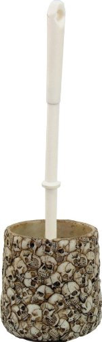 Totenkopf Toilettenbürstenhalter Schädel Skulptur - Gothic Badezimmer Deko Bürstenhalter Polyresin 34cm
