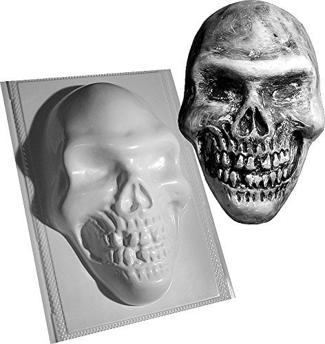 dennycraftmoulds.co.uk LARGE FLAT BACKED SKULL CONCRETE MOULD GARDEN MOLD