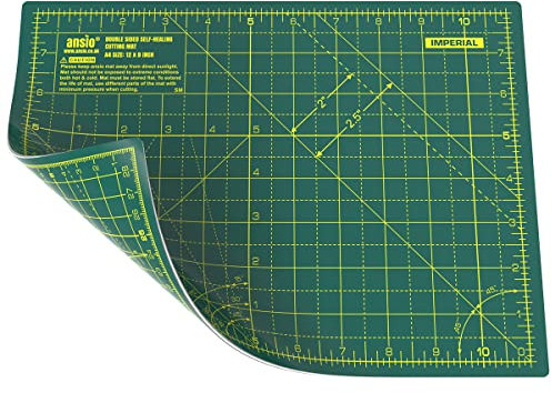 ANSIO Tappetino da taglio autorigenerante, formato A4, a doppia faccia, 5 strati, per trapuntatura, cucito, scrapbooking, tessuto e carta – Imperial/Metric 29 cm x 21 cm – verde/verde