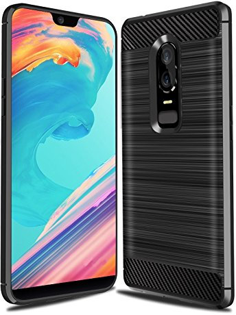 Cruzerlite für Oneplus 6 hülle, Kohlefaser Textur Design Abdeckung Anti-Scratch Stoßdämpfung Schutzhülle für Oneplus 6 Case (Black)