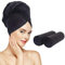 Sunland 2 Stück Mikrofaser Haartücher super saugfähig schnell trocknend Haartrockentuch Anti Frizz Haarturban weiche Kopfhandtuch mit Gummiband 100 x 50 cm Schwarz