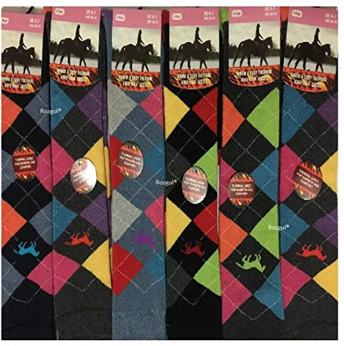 3 Pairs Women's/Ladies Thermal knee High Horse Design Argyle Rich Cotton Equestrian Riding Boot Socks, Socks,Uk Size 4-7
