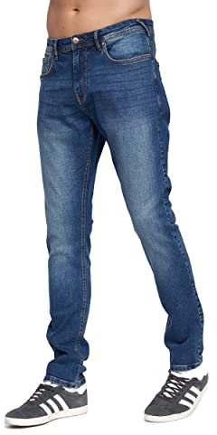 Duck and Cover - Men's Everyday Essential 'OVERBURG' Tapered Slim Fit Casual Jeans in Mid Wash (W36 / L32)