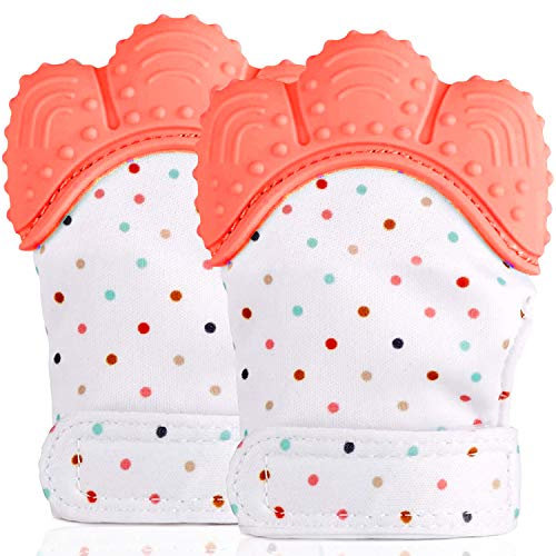 Confezione da 2 guanti massaggiagengive in silicone per uso alimentare, guanti per la dentizione del bambino, guanti protettivi per prevenire i graffi, lenitivi dal dolore, stimolanti giocattoli per