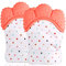 2 Pack Food Grade Silicone Teether Glove, Baby Teething Mitten - Prevent Scratches Protection Gloves Soothing Pain Relief Mitt Stimulating Teething Toys for Baby (Orange)