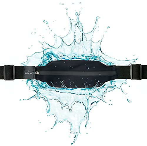 Back Bay Slim iPhone Laufgürtel für Damen und Herren [passend 11, Max, XS, XR, X, 8, 7, 6] erweiterbares, wasserdichtes Reise-Taillenband, Tasche, bequeme Handyhalterung, Samsung, schwarz, 1-Pocket