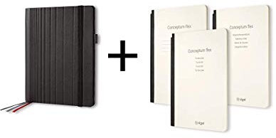 SIGEL CF133 Business Organiser, ca. A5, Kunstleder, schwarz, Set mit 3 Heften: Notizheft liniert, To do-Liste, Besprechungsnotizen - Conceptum flex