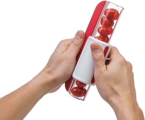 Bingx - Affettatrice per uva secca, pomodoro, ciliegia, colore ciliegia, insalata, taglia-pizza, separatrice di frutta in due parti
