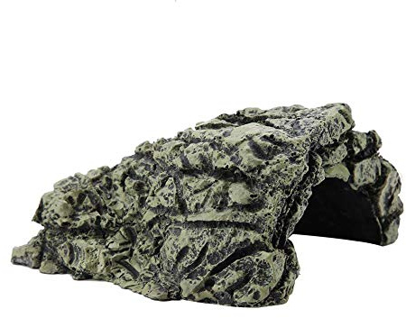 Nikou Abri pour Petits Reptiles, Cave Aquarium Grotte Cachette en Résine, Tortues Poissons Cachés Cave Rampe Plateforme Habitat Terrarium Décoration Ornement, pour Amphibiens (15 x 11 x 8 cm)