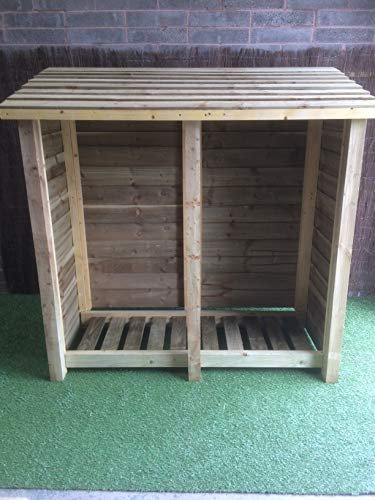 Rugglestone Double Bay Wooden Log Store/Garden Storage Available in Various Heights and Depths - Heavy Duty - Hand Made with Pressure Treated Timber (Height 5ft, 60)