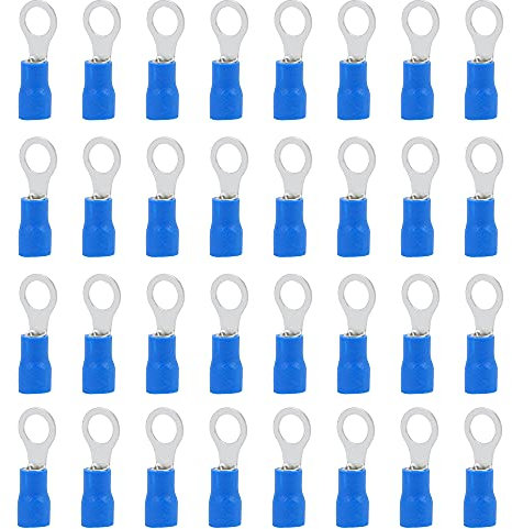 Ruidee 100 Pezzi Terminali ad Anello Connettori Elettrici M5 PVC Occhiello Anello Isolati Capicorda Giallo di Rame Connettore Terminale per Il Collegamento di Cavi, Fili (PRB5)