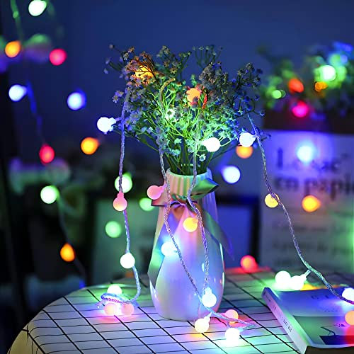 LEDYA Globe String Lights Mains Powered, 10M/32.81ft 50 LED Outdoor Fairy Lights, Waterproof IP44, 8 Modes, Memory Function, for Christmas Tree, Party, Terrace Decoration [Energy Class A+]