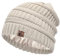 Olivia Sylx Slouchy Beanie für Damen, mit Satin und Seide gefütterte Wintermützen, Beige, Einheitsgröße