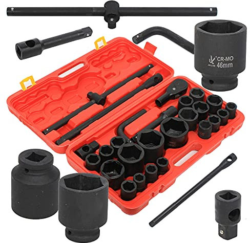 Juego de llaves de vaso, 26 unidades, 3/4, 21-65 mm, llaves de vaso profesionales para camiones y coches