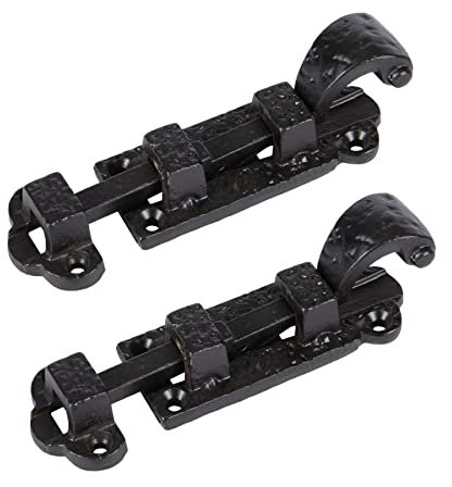 Hammer and Tongs - Straight Antique Fish Tail Surface Bolt - W90mm - Black - Pack of 2