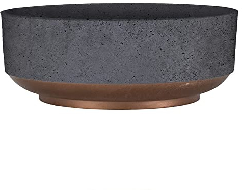 The HC Companies Capri-Schüssel-Übertopf in Beton-/Kupfer-Basis, 20,3 cm | Dekorativer Pflanztopf für Blumen und Sukkulenten aus Kunststoff für den Innenbereich, mit Ablaufstopfenloch