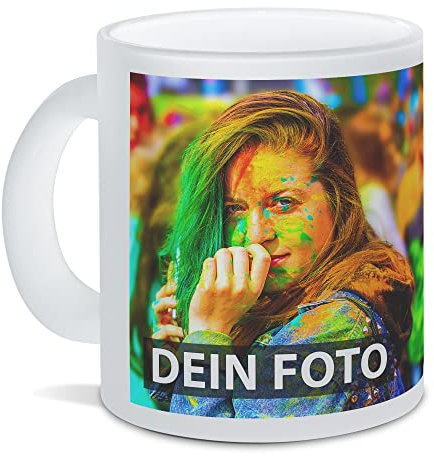 Glas-Tasse selbst gestalten - mit Foto & Text Personalisieren - Geschenk für Familie, Freunde, Geburtstag, Weihnachten - Hochwertiges Glas matt/satiniert, 300 ml I Personalisiert