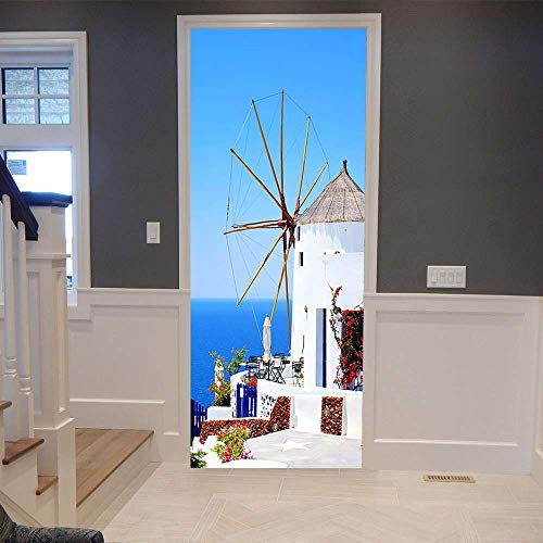 LLWYH Türaufkleber Türtapete Mediterrane Landschaft Selbstklebend Türposter Wandbilder Tür Poster 90x200cm