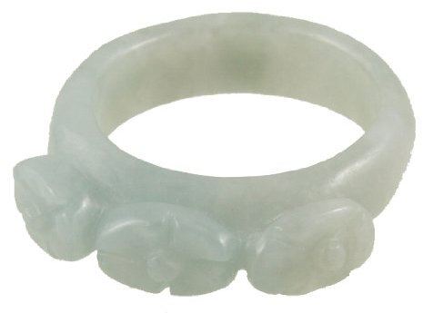 Ruilogod Damen Lorbeer grüne Blume Decor Simulierte Jade Fingerring US Sz 7 3/4