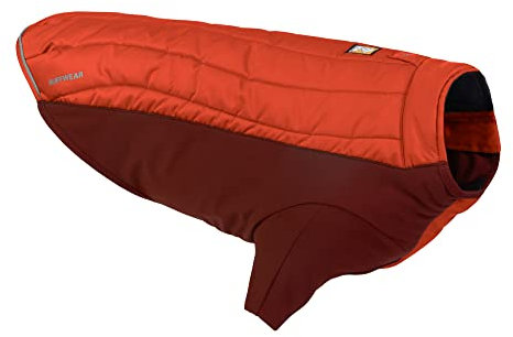 RUFFWEAR Powder Hound Isolierte Hundejacke, Wetter- und wasserabweisend, kaltes Wetter, Hundemantel mit Fleecefutter, Premium Wintermantel Schneeanzug für Hunde, Persimmon Orange – Medium