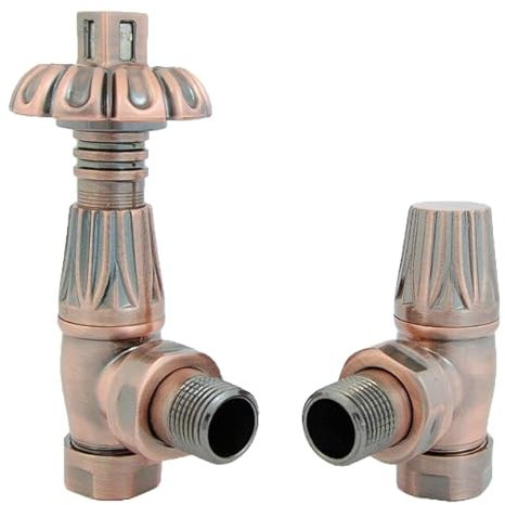 Excel Home Thermostatic Radiator Valves - Traditional Design 1/2 x 15mm Metal Head Radiator Valves - Westminster Antique Copper