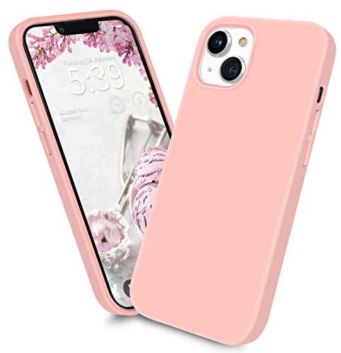 Handzer Handyhülle rosa - kompatibel mit Apple iPhone 13, stoßfeste Hülle aus hochwertigem Flüssigsilikon, optimaler Rundumschutz, Kratzfeste Schutzhülle mit Mikrofaser Innenfutter