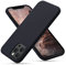 CALOOP Slim-Fit for iPhone 12 Pro Max Case,Skin Soft Liquid Silicone,Sturdy Shockproof Hard Frame Cover with Anti-Scratch Microfiber Lining,Robust Full Protection for Screen and Camera (Black)