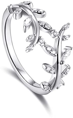 EUJEBEDA Ringe für Frauen und Mädchen Olivenblatt verstellbarer offener Ring stapelbares Ringset versilberter Edelstahl Knöchelringe Blätter Blatt Lorbeerzweig verstellbarer Ring.
