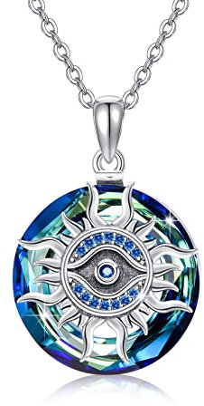 ZIPPICE Evil Eye Halskette 925 Sterling Silber Evil Eye Kristall Kette Auge des Horus Halskette Böses Auge Kette für Damen Schmuck Geschenke für Frauen Mädchen