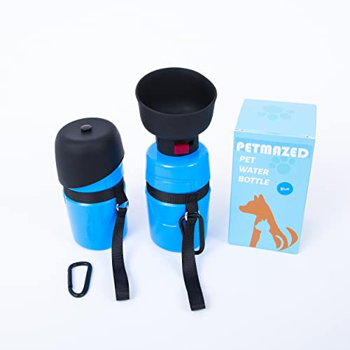 Gourde Portable pour Chien PETMAZED 600ml - Distributeur d’Eau avec Gamelle Rétractable - Accessoire de Voyage et Randonnée - Bouteille Pliable Bleu pour Chien et Chiot