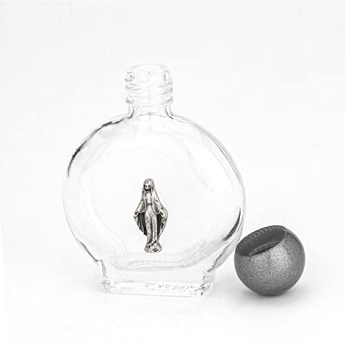 NKlaus 14365 Miraculosa Empfängis - Botella de agua bendita (cristal, 15 ml, 6,5 x 5 x 2 cm), diseño redondo
