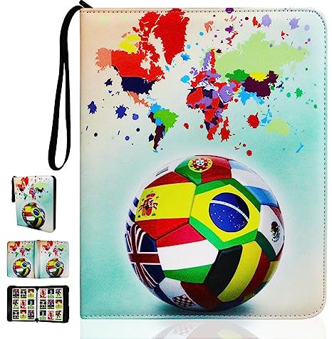 Karten-Sammelalbum, 9 Taschen, 50 Seiten, Kapazität für 900 Karten, Album für Sammelkarten, Trainer Sammelkartenalben, Zur Aufbewahrung von Sammelkarten, Brettspielkarten. (Fußball-L)