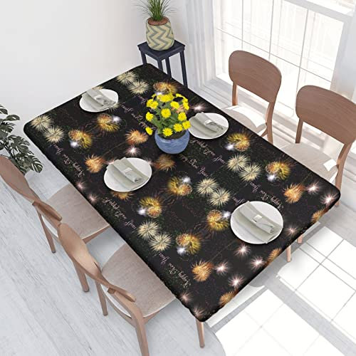 Jadery Happy New Year Tischdecke, waschbar, rechteckig, für Küche, Esszimmer, Erntedankfest, Weihnachten, 76 x 122 cm