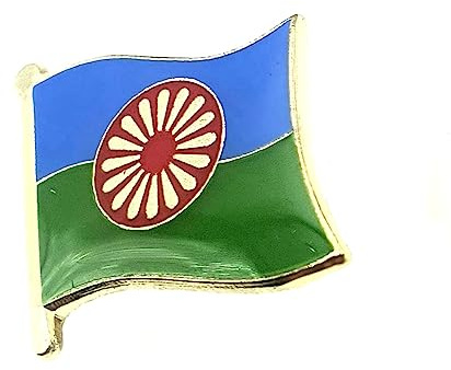 Pin de metal con bandera gitana y pueblo romaní