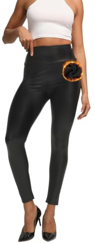 Getervb Kunstleder Leggings Damen High Waist Sexy Leder Leggings Lederoptik Push Up Strumpfhosen Lederhose Sporthose