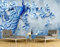 Fototapete 3D Effekt Cameo Style Blauer Pfau Pfingstrose Tapeten 3D Effekt Vliestapete Wohnzimmer Schlafzimmer Wandbilder Wanddeko