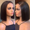 Fereowth Short Bob Wig Kurze Bob Gerade Echthaar Perücke für Damen, 4x4 Lace Closure Wig Human Hair Wig Virgin Hair Straight Bob Wigs 150 Dichte 12 Zoll