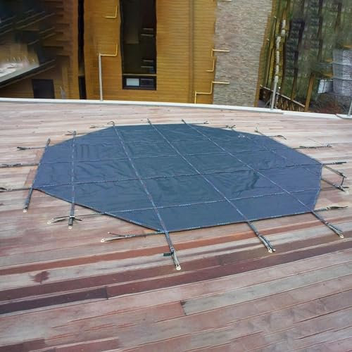 Poolabdeckung Winter Terrassengarten Im Freien Pool-Sicherheitsabdeckungen Rund, Wärmeschutzwinter-Inground-Poolabdeckung, Hochleistungs-PP-Poolnetzabdeckung für Kinderfreundliches Haustier, 1-10m ( C