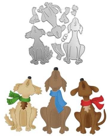 Sredwtk Hund Stanzschablonen Weihnachten Metall Prägeschablonen Stanzformen Schneiden für DIY Karte Sammelalbum Scrapbooking Fotoalbum Deko Cutting Dies