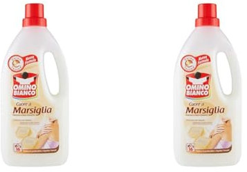 Omino Bianco - Detersivo Bivalente Liquido, Lavaggio a Mano e in Lavatrice, Essenza Cuore di Marsiglia, 1000 ml (Confezione da 2)